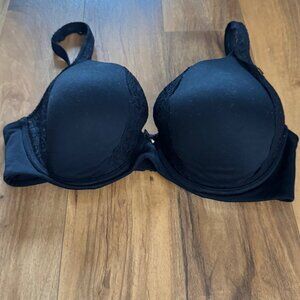Soma Black Full Coverage Underwire Bra 36D With Lace Accents & Adjustable Straps